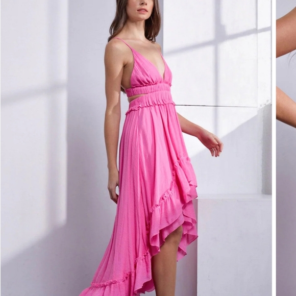 Ruffled open back cut out tiered flair dress - Picture 6 of 13